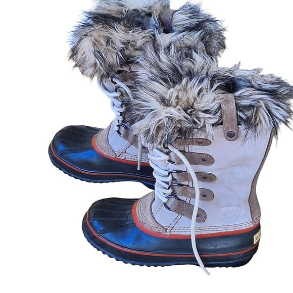 Sorel Joan of Arctic Light Brown Suede Faux Fur Tall Winter Snow Boot Waterproof - Picture 1 of 16